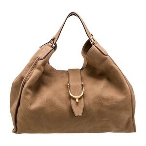 GUCCI Tan Suede Stirrup XL Shoulder Bag Tote Handbag Marmont Sylvie Disco